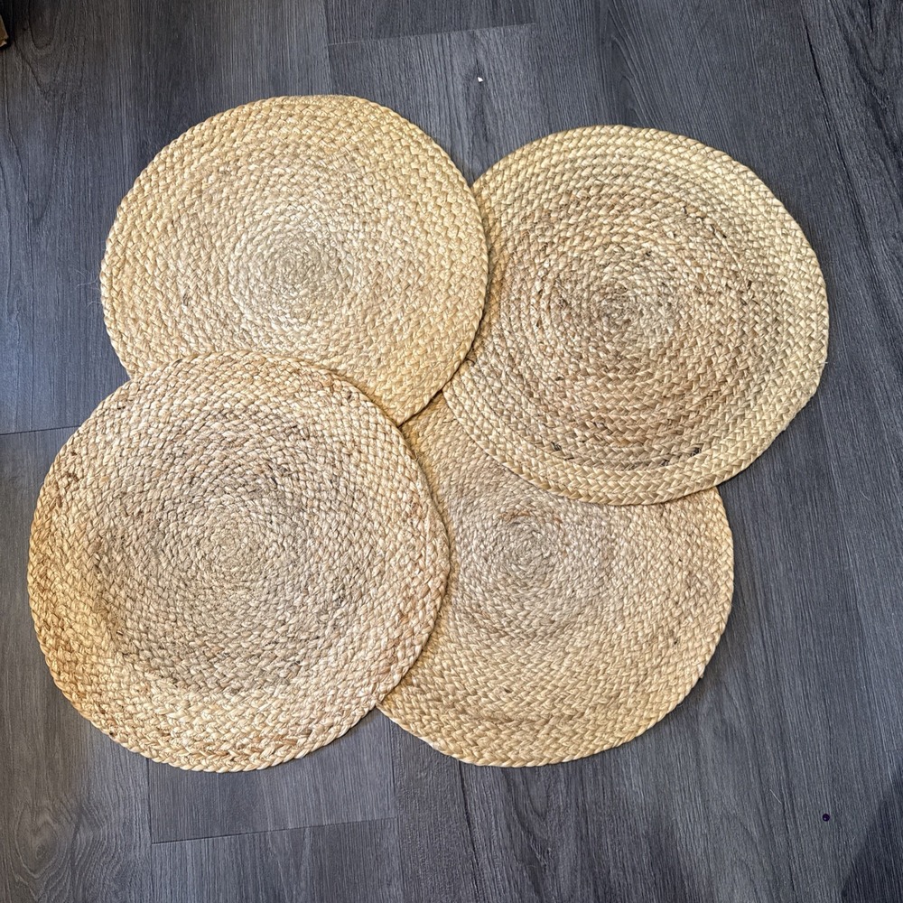 lot of 4 UNBRANDED Placemats 15.5" Round Jute Woven Placemats Dining Crafting
